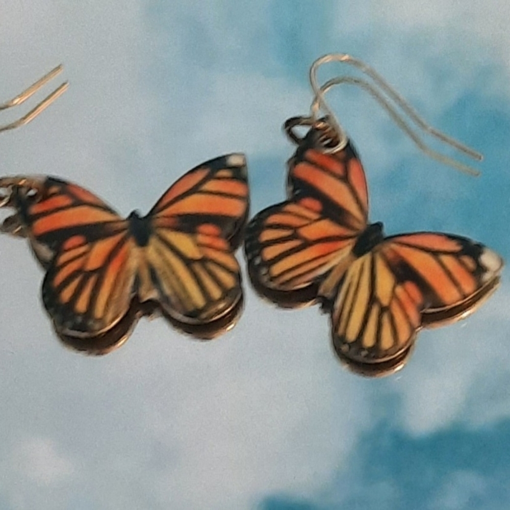 Orange/yellow butterfly earrings